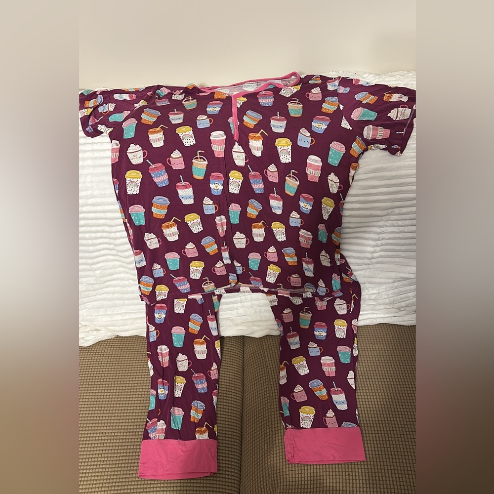 Little Sleepies Women’s Coffee-themed Bamboo Pajamas Size 3X EUC